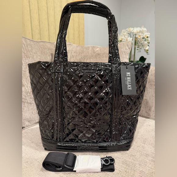 ⭐️ MZ Wallace Medium Empire Tote Bag Quilted In Black Liquor NEW ⭐️RARE - Picture 7 of 16
